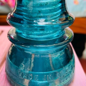 set of 2 Antique Hemingray 42 turquoise GLASS INSULATORS