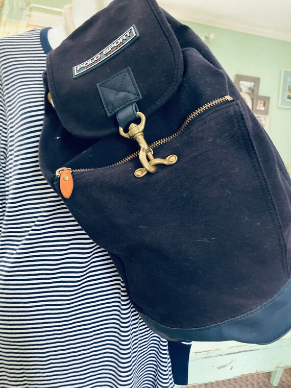 Rare RALPH LAUREN Polo Sport Nautical Unisex Navy Canvas Backpack