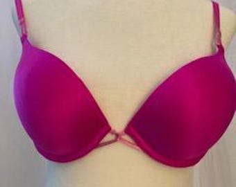 Sexy Vintage y2k Barbie Core Hot Pink VICTORIAS SECRET MIRACLE Plunge Bra 36C