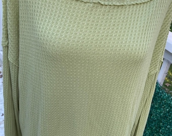 FREE PEOPLE Sage Green Cotton Waffle long TUNIC Top/ Dress sz. M Sale!