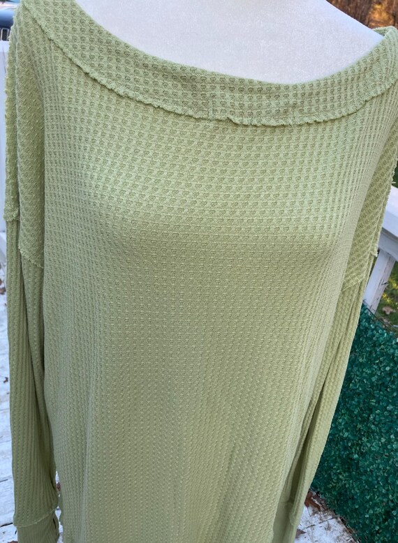 FREE PEOPLE Sage Green Cotton Waffle Long TUNIC Top/ Dress Sz. M Sale! -  Etsy