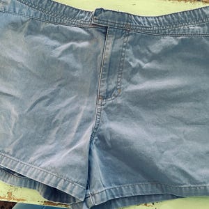 vintage 90&#39;s periwinkle blue boho surfer canvas shorts sz 12