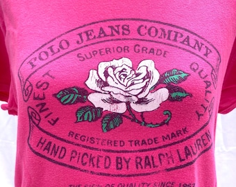 vintage Ralph Lauren POLO JEANS Co. pink ROSE graphic tshirt sz. xl
