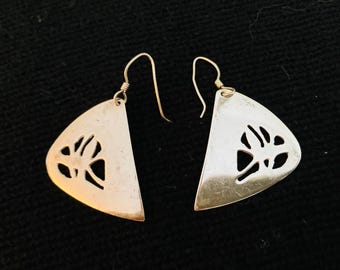 Pendientes colgantes vintage de plata de ley de los años 80 con la firma de D. STEVENS "Branches"