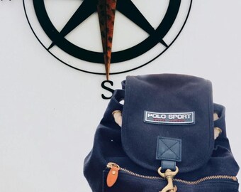 Rare RALPH LAUREN Polo Sport Nautical Unisex Navy Canvas Backpack