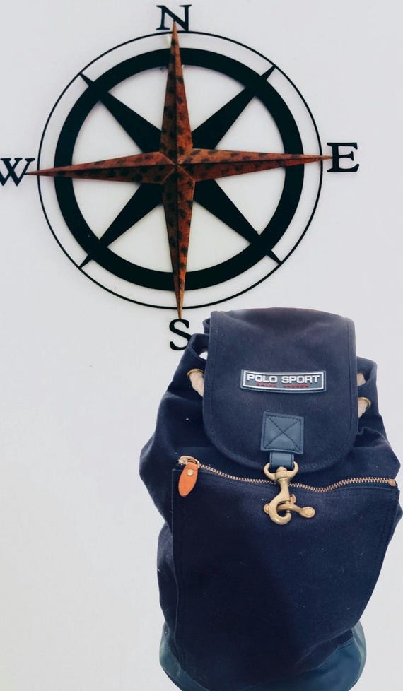 Rare RALPH LAUREN Polo Sport Nautical Unisex Navy Canvas Backpack
