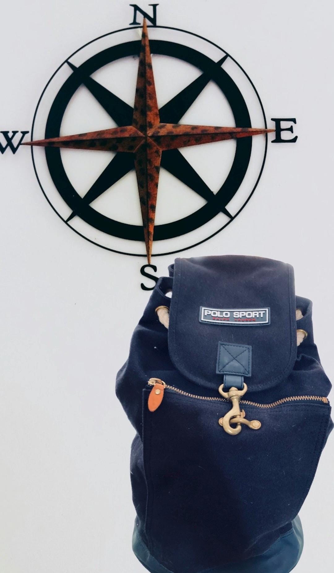 Rare RALPH LAUREN Polo Sport Nautical Unisex Navy Canvas Backpack