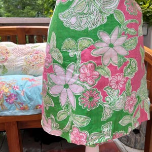 LILLY PULITZER preppy pink and green floral mini A-line skirt lined  with  side pockets sz. 14