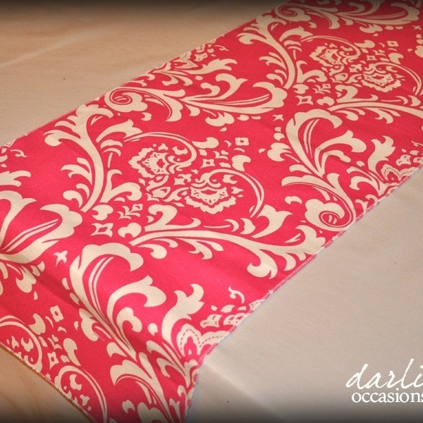 Pink and White Traditions Damask Table Runner FREE SHIPPING