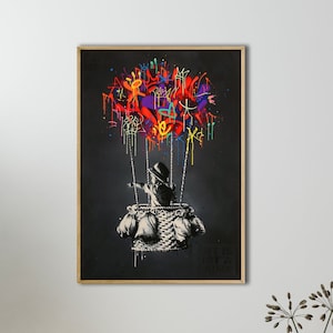 Banksy Wall Decor,Banksy Balloon Canvas,Balloon Banksy Art,Banksy Street art Wall art,Graffiti Banksy Canvas Wall art, Design,Gift İdea