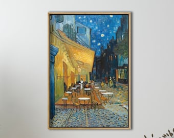 Vincent Van Gogh, Cafe Terrace at Night -Stunning Framed Art canvas,Artwork Canvas Print,Vintage Painting Wall Decor,Fine Art Print