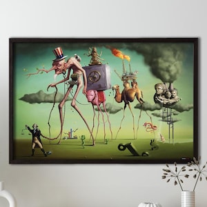 Salvador Dali The American Dream,Salvador Dali Art Canvas,The American Dream Canvas,Dali American Dream Canvas Decor,Reproduction Print