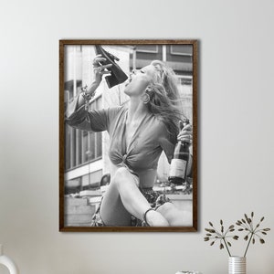 Kobieta Pijąca Szampana Plakat, Feministyczny Wydruk, Alkohol Ścienny Sztuka, Wystrój Baru Vintage, Wystrój Pokoju Dziewczyny Nastolatek, Plakat Baru, Zabawny Wystrój Domu