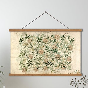 hängend William Morris, übergroße Wandkunst, botanisches Textil auf Leinwand, Vintage botanische Kunst, botanische Textilkunst, große Wandkunst