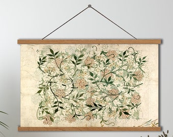 hängend William Morris, übergroße Wandkunst, botanisches Textil auf Leinwand, Vintage botanische Kunst, botanische Textilkunst, große Wandkunst
