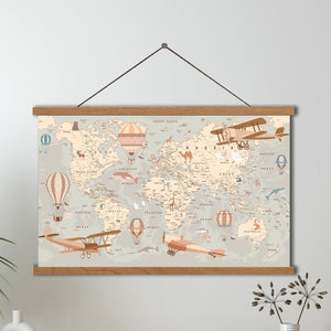 Grappige kaart voor kinderen, wandtapijt wereldkaart, wandtapijt op canvas kinderkamer, wandtapijt kinderkamer, wandtapijt kinderkamer, educatieve wereldkaart, cadeaus kinderkamer
