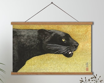 Japans muurdecor Black Panther 1934, Japanse kunstafdruk, ukiyo-poster Japan kunst, Japanse muurkunst kat poster, cadeau-idee housewarming