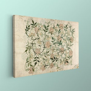 William Morris, Oversized Wall Art ,Botanical Textile On Canvas,Vintage Botanical Art,Botanical Textile Art,Large Wall Art