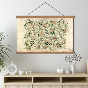 William Morris,Botanical Textile On Canvas,Vintage Art,Vintage Botanical Art,Botanical Textile Art,Oversized Wall Art ,Large Wall Art