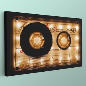 Retro Cassette Wall Decor Art,Shining Audio Cassette, Retro Music Wall Art, Audio Cassette Canvas Print