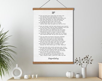 If Poem by Rudyard Kipling Canvas Print, Inspirational Literary Wall Art, Black and White Poem Poster, Motivational Quote Home Decor