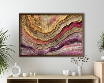 Abstract Geode Wall Art, Rustic Gemstone Canvas Decor, Earthy Stone Pattern Print, Modern Nature-Inspired Wall Art, Geometric Home Decor