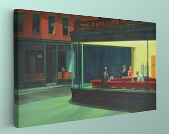 ナイトホークスのポスター、エドワード・ホッパー展の版画、有名な絵画