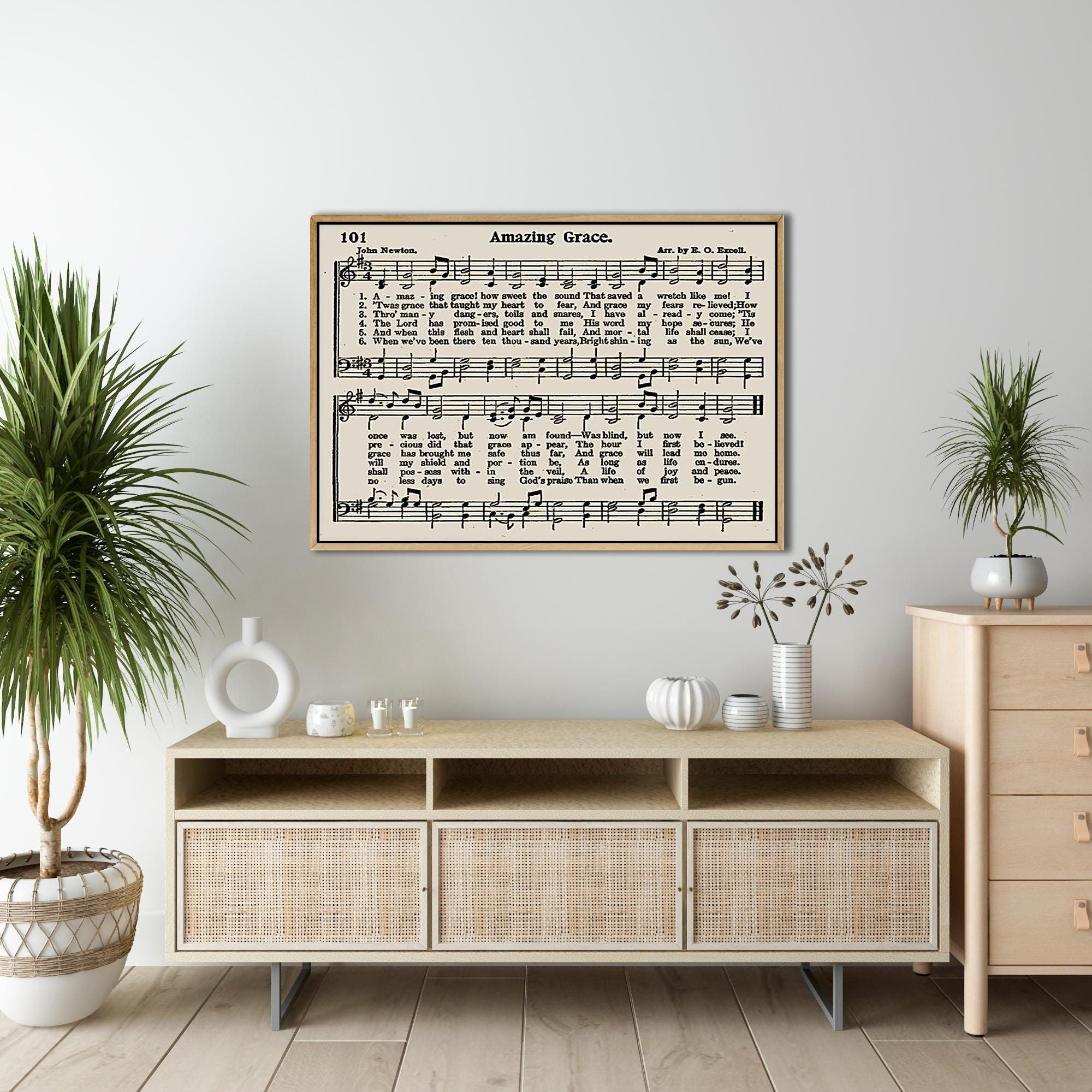 Vintage Hymn Sheet Music Canvas Print Antique Christian Wall Art Music ...