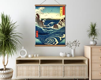 Japanese Wave Canvas Print, Hiroshige Naruto Whirlpools Wall Art
