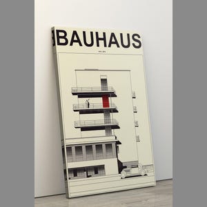Bauhaus Architecture Canvas Print - Modernist Building Art - Minimalist Dessau Design Poster - Typography Wall Decor