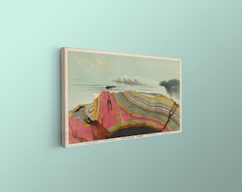 Ingelijste Levi Walter Yaggy geologische grafiek 1893, diagram aardwetenschappen, vintage geologie kunst, kunst aan de muur geoloog, geowetenschappelijke doorsnede
