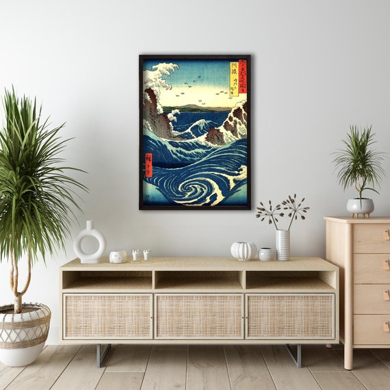 Japanese Wave Canvas Print, Hiroshige Naruto Whirlpools Wall Art