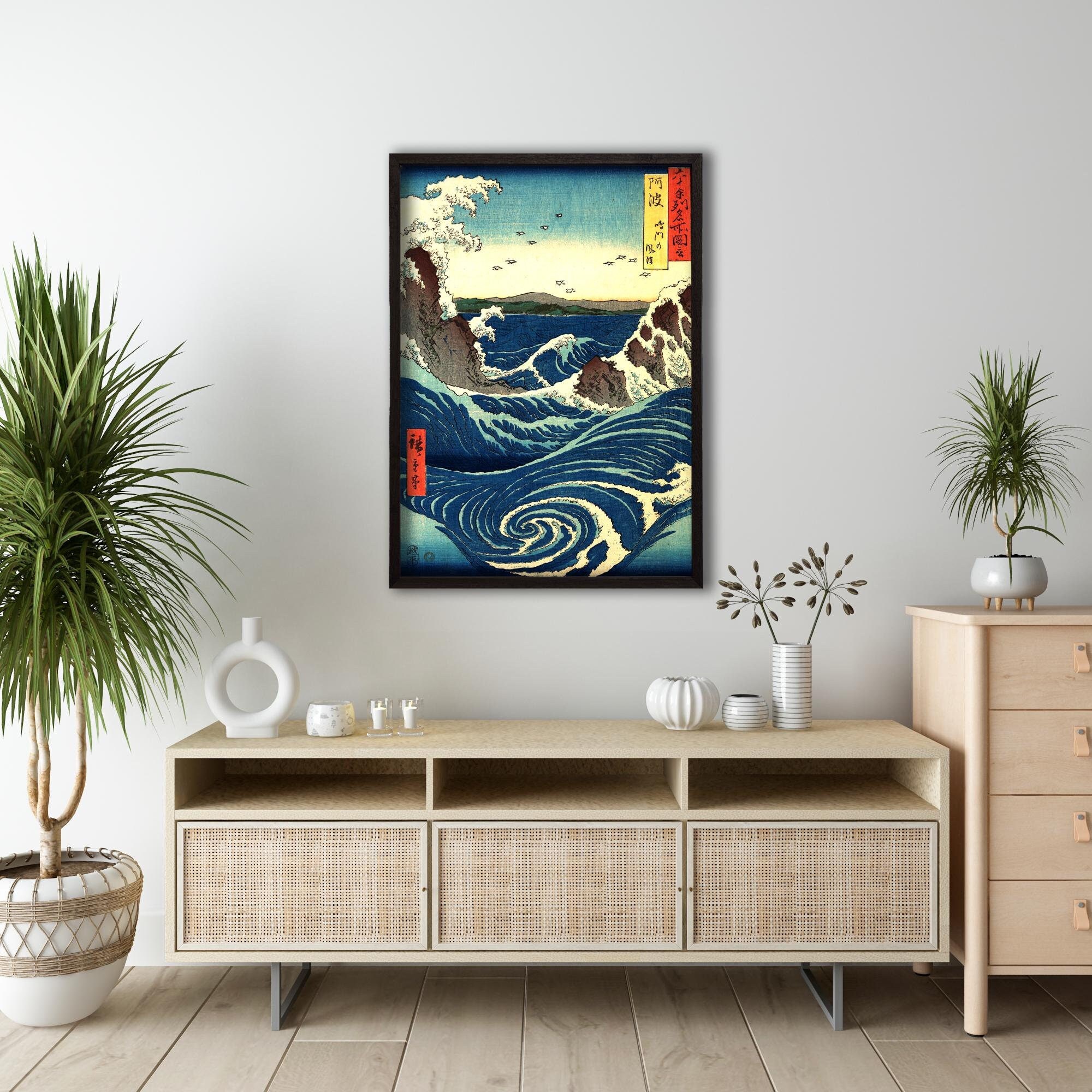 Japanese Wave Canvas Print, Hiroshige Naruto Whirlpools Wall Art
