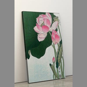 Framed Ohara Koson - Blooming Lotus Flowers Japanese Art Print Home Décor Wall Art,Japanese Botanical Wall Art,Japanese Art,