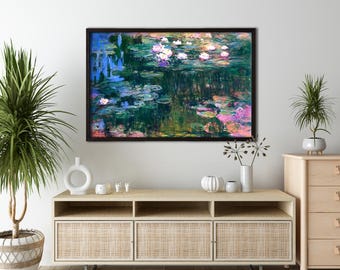 Claude Monet, Water Lilies, Impressionist Landscape Painting,Garden Canvas Print,Flower Framed Canvas Print,Monet Canvas Wall Art
