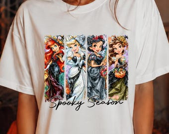 Disney Princess Spooky Season Princess Shirt, Halloween Princesses T-Shirt, Fairytale Graphic Tee, Halloween Costume Shirt, Spooky Vibez