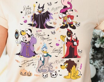 Disney Characters Halloween Theme Retro Spooky Mouse Shirt, Vintage Halloween Villains Tee, Nostalgic Halloween Graphic Tee