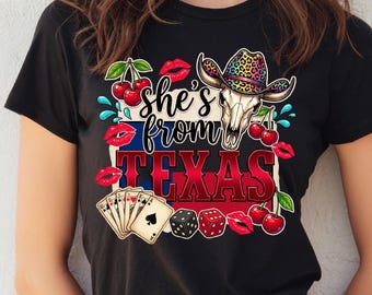 Chemise She's From Texas I Can Tell, T-shirt Texas Girl, T-shirt de musique country, sweat-shirt Choosin Texas, col rond western rétro, tenue texane