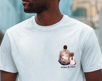 Camiseta personalizada para padre e hija, camiseta con nombre personalizado para papá, regalo ilustrado, regalo ecológico para el Día del Padre, camiseta sencilla y elegante para papá.