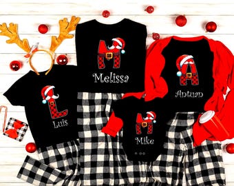 Chemise nom de famille personnalisée pour Noël : pyjama de vacances personnalisé