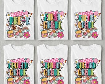 Personalized Back to School Shirt, Pre-K First Second Third Fourth Fifth Grade Tee, Retro School Shirt, Student Teacher Matching Shirts