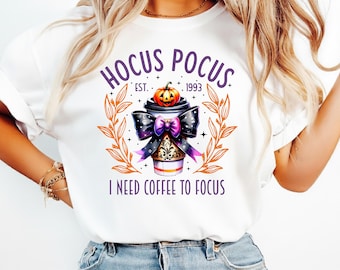 I Need Coffee to Focus Shirt, Need Coffee To Focus Tee, Spooky Coffee Lover Shirt, Halloween Matching Shirts, Fall Iced Coffee Shirt