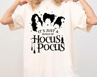 Personalized It's Just a Bunch of Hocus Pocus Shirt, Vintage Disney Characters Tee, Retro Halloween Friends T-Shirt,  Magic Family Shirts