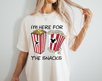I'm Here for the Snacks Shirt, Funny Disney Popcorn Tee, Foodie Disney Shirt, Mickey Themed Shirt, Disney Snack Lover Tee,Disney Popcorn Tee