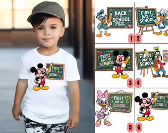 T-shirt premier jour d'école, chemise personnage personnalisée pour enfants, jolie tenue de dessin animé, cadeau de rentrée des classes préscolaires