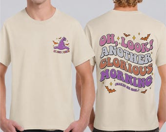 T-shirt à poche Hocus Pocus, T-shirt Oh Look Another Glorious Morning, T-shirt en toile Bella pour Halloween, T-shirt Sanderson Sisters, T-shirt Spooky Season