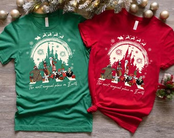 The Most Magical Place On Earth Christmas Shirt, Nightmare Before Christmas Abbey Road Tee, Disney Christmas Castle Family Matching Shirt