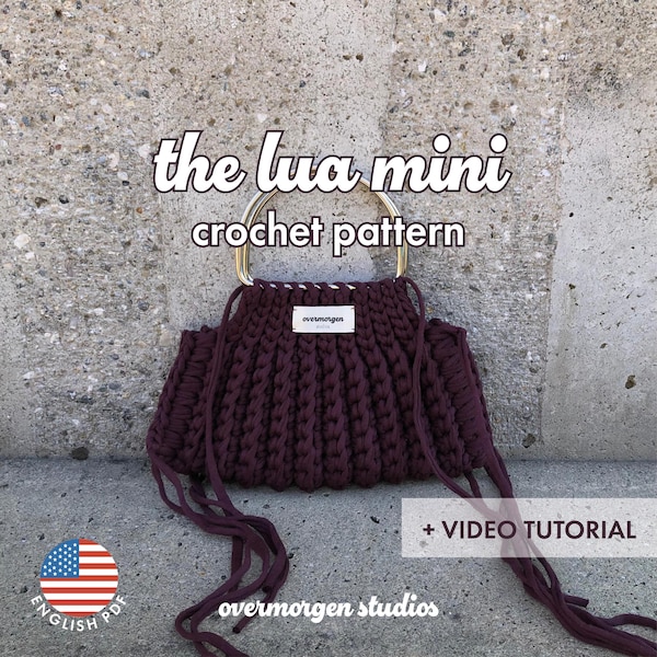 Patrón de Mini Bolso de Crochet Lua: Bolso de Lana de Camiseta (PDF en inglés + Video)