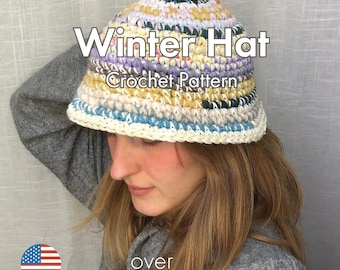 Winter Hat Crochet Pattern – Crochet Bucket Hat – Wool Hat - Crochet Pattern PDF (English)