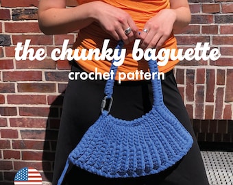 Chunky Baguette Crochet Bag Pattern: T-Shirt Yarn Shoulderbag (PDF)